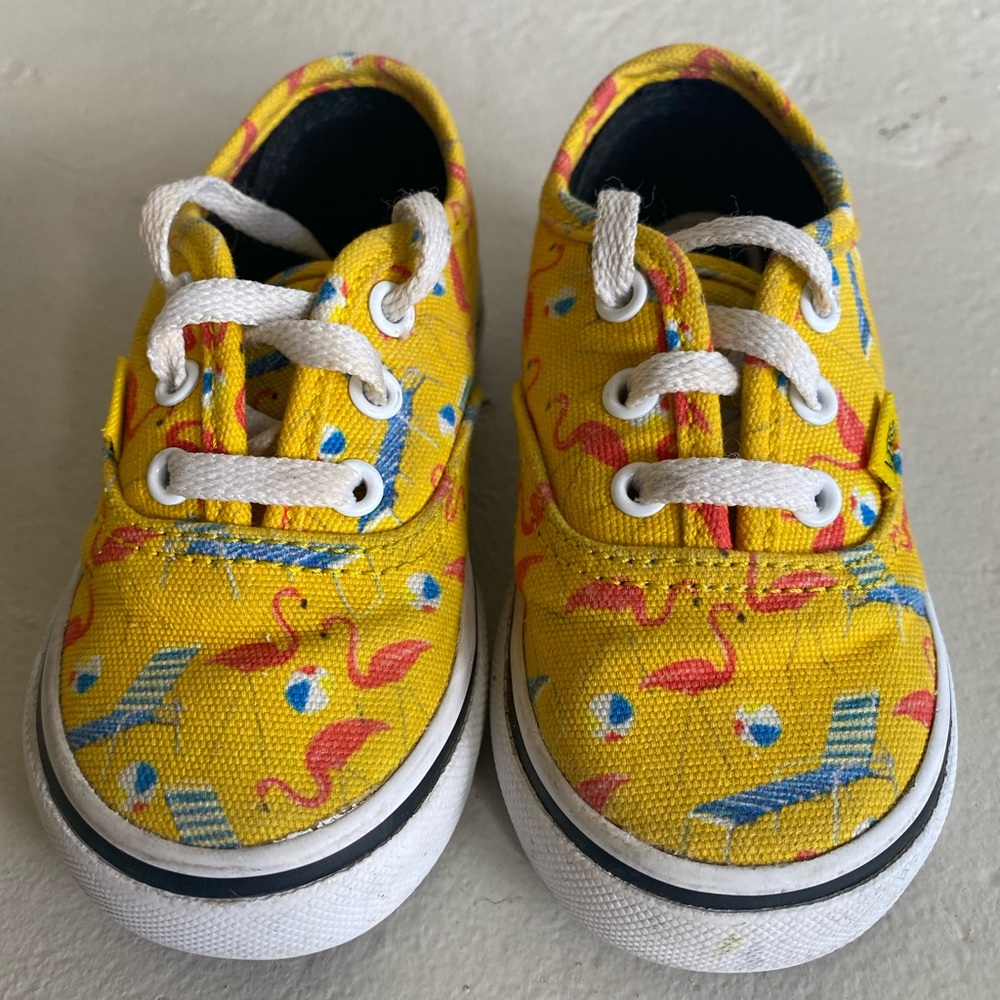Size 5 Toddler Yellow flamingo Vans